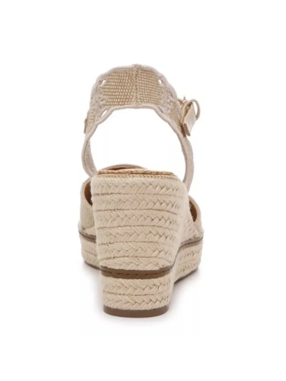 Crown Vintage 7.5 Narri Canvas Crochet Espadrille Platform Wedge Heel Sandals